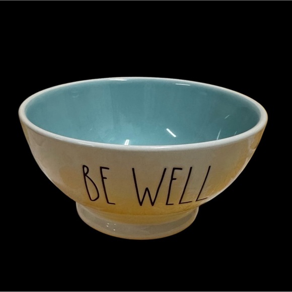 Rae Dunn BE WELL Cereal Bowl-Soup for your Soul Bowl-Blue inside 5.5” Ice cream - Picture 2 of 5